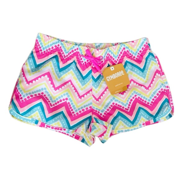 NWT Gymboree Girls Swim Shorts Size M (7-8) Chevron Print Summer Board UPF 50 - Picture 1 of 6